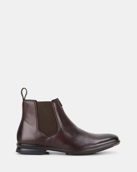 Mens Hush Puppies Chelsea Extra Wide Men's Black Mahogancy Tan